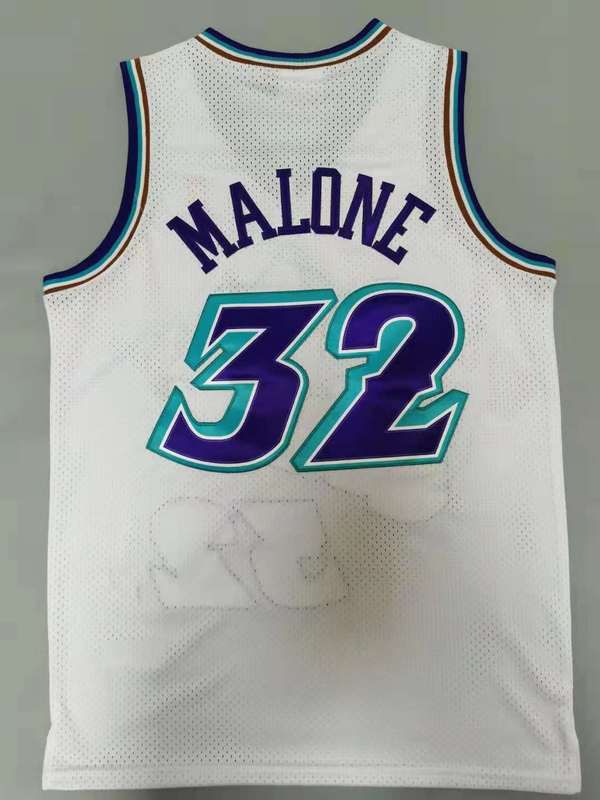 Men Utah Jazz #32 K.malone White Throwback Best mesh 2021 NBA Jersey